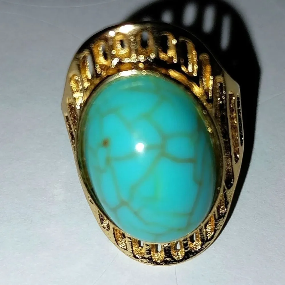 Hand crafted vintage bohemian turquoise ring unisex